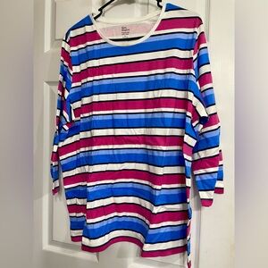 Kim Rogers Vibrant Striped Cotton Top